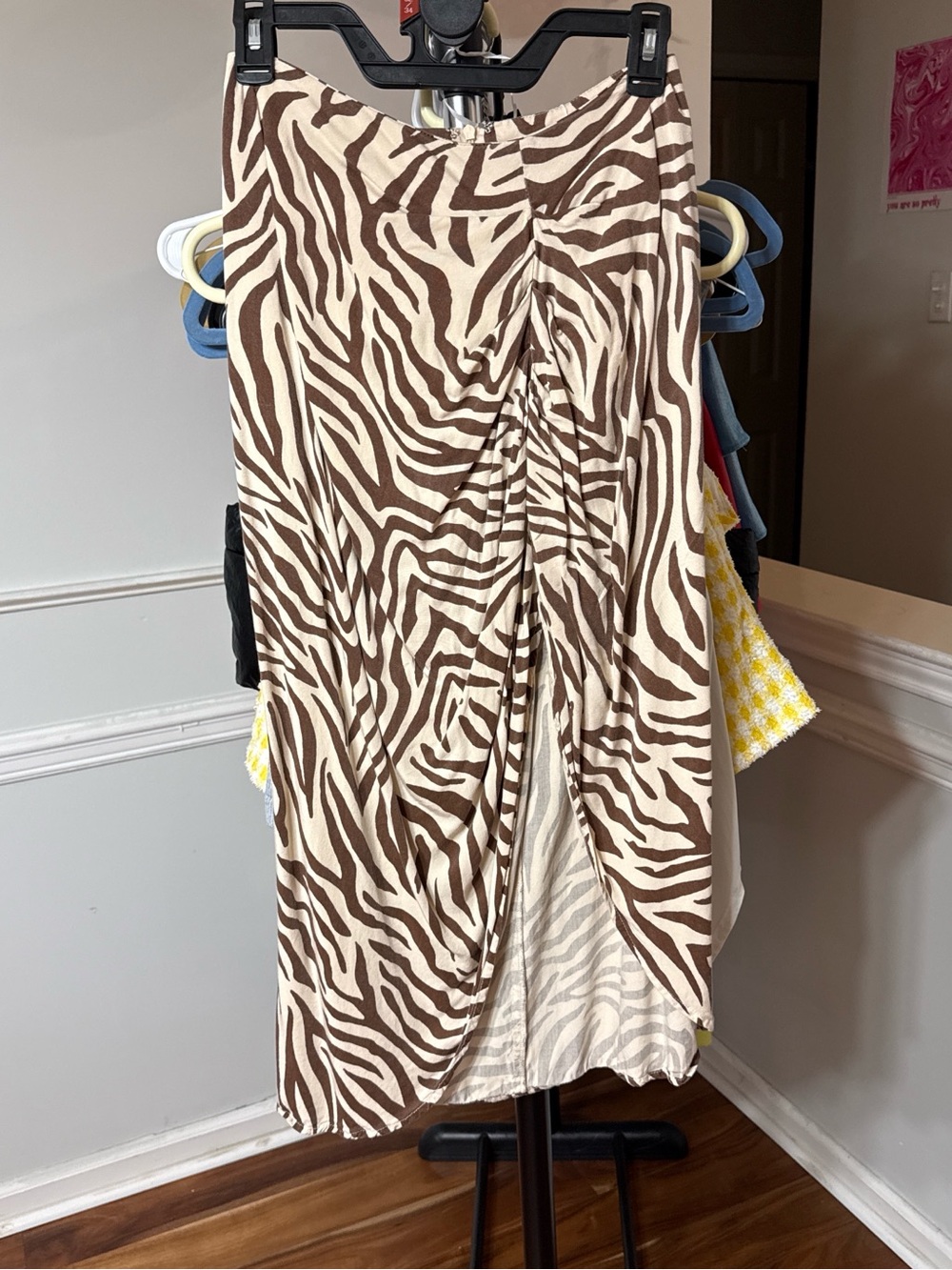 emory park Brown and Cream Zebra Midi Skirt